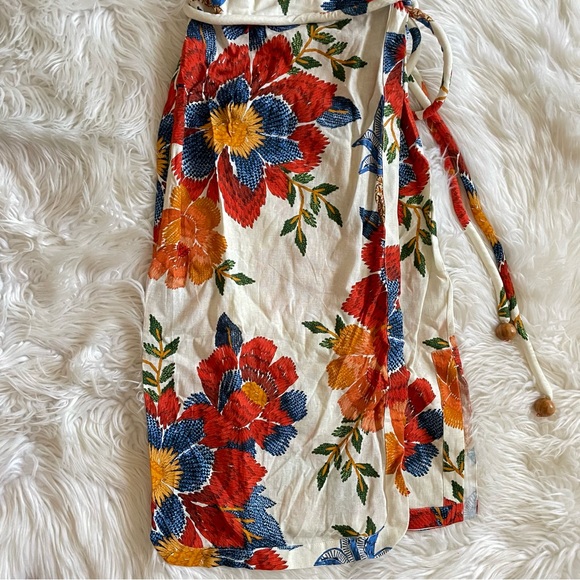 FARM RIO Dress NWT Pineapple Flowers Floral Tropical Boho Linen Blend Midi XS - Picture 10 of 16